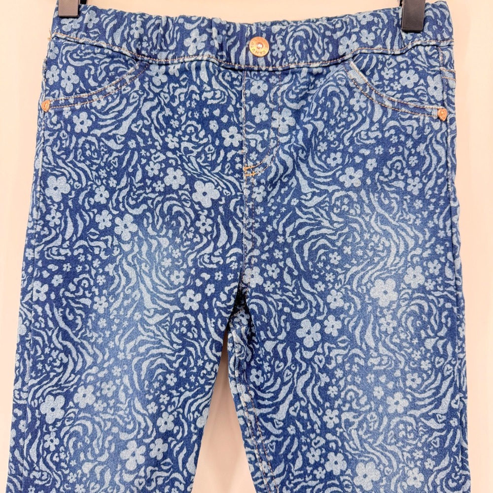 Vince Camuto Girls Blue Floral Paisley Print Skinny Jeans Size 10 Stretch Denim